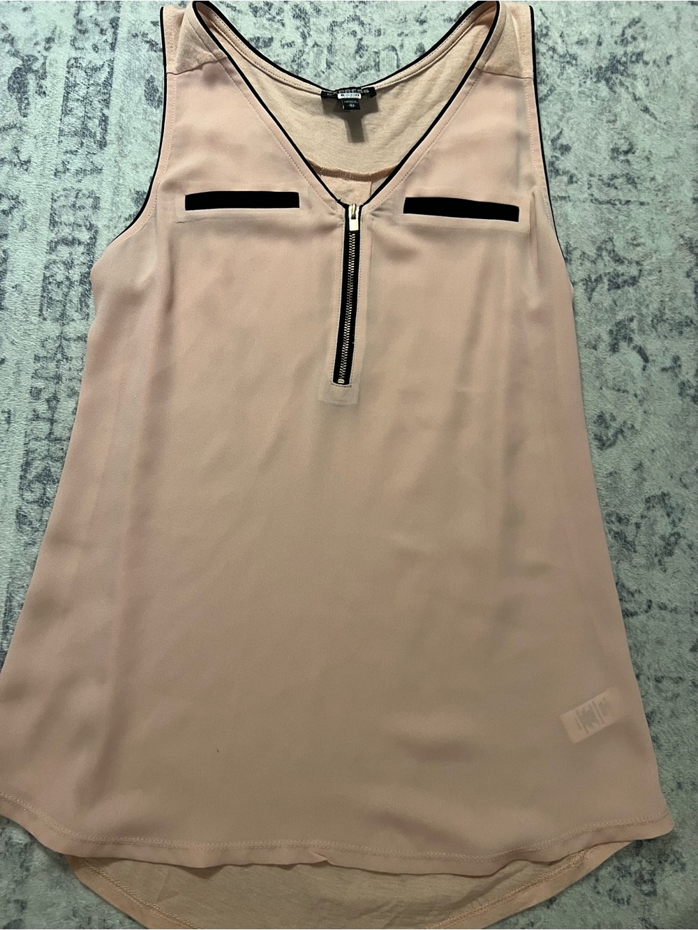 Express Blush Pink Zip-Front Shell with Black Trim